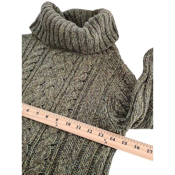 Old Navy Wool Angora Blend Cable Knit Cowl Neck Sweater Green Size Medium - Picture 8 of 8